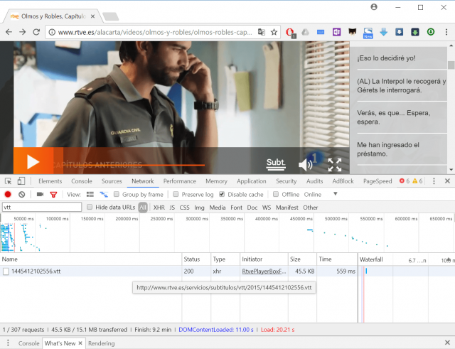 Inspect Netork in Chrome