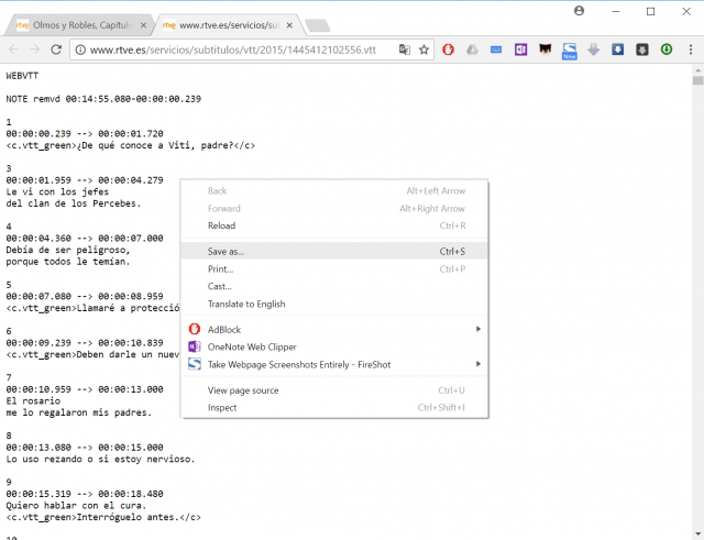 Save .vtt file